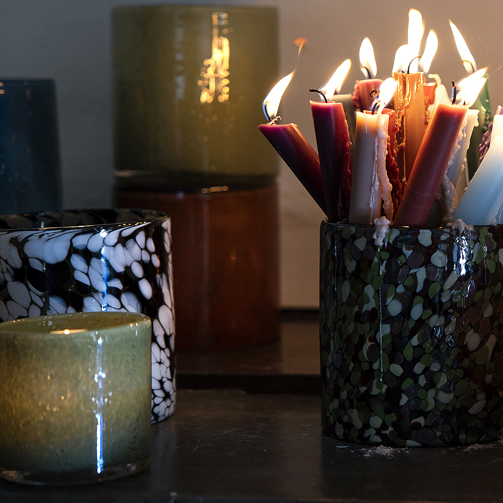 Calore Ljuslykta 15x15 cm Svart/Vit