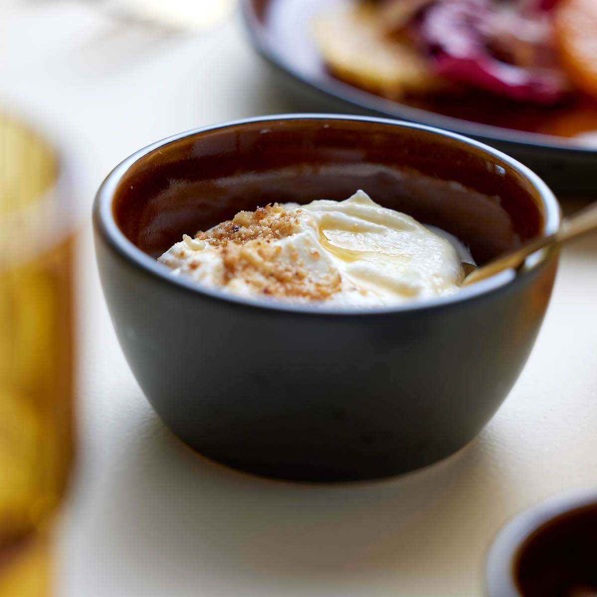 Bitz Skål Stengods 10 cm Svart/Bärnsten