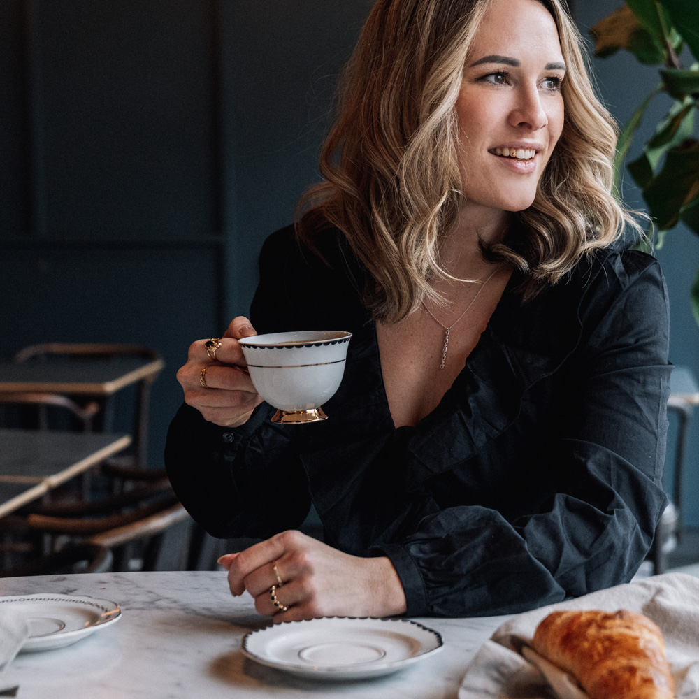 Kopp med Fat 22 cl Lignano Sabbiadoro Vit/Guld