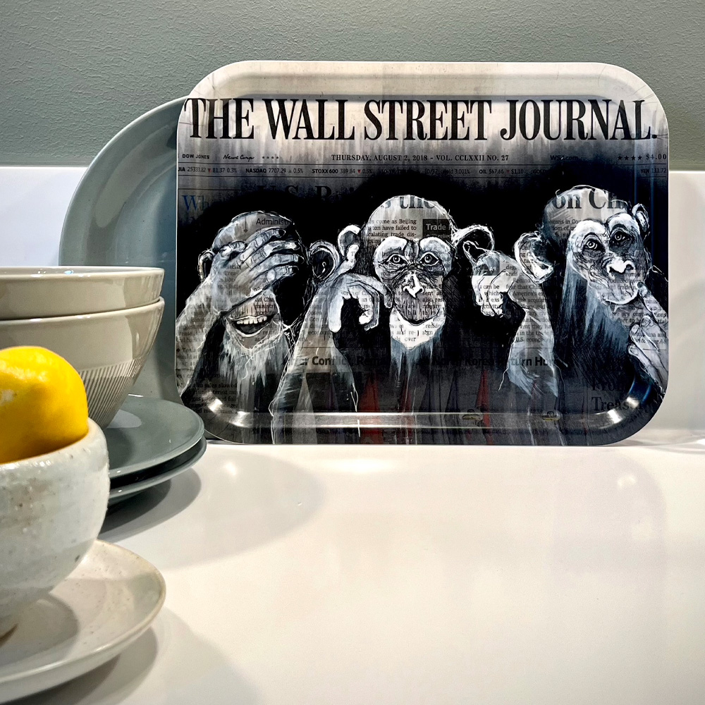 Bricka The Three Wise Monkeys 28x36 cm Svart