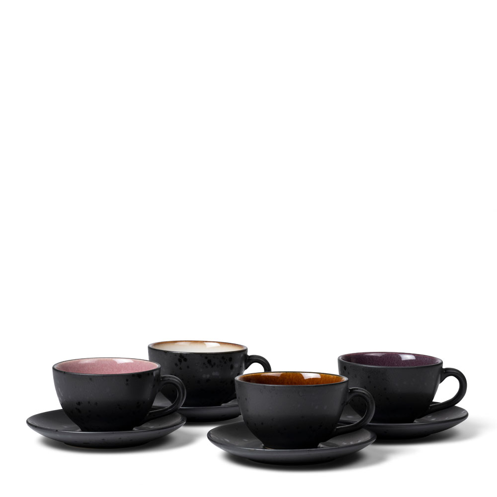 Kopp med tefat 24 cl 4-pack Svart/Rosa