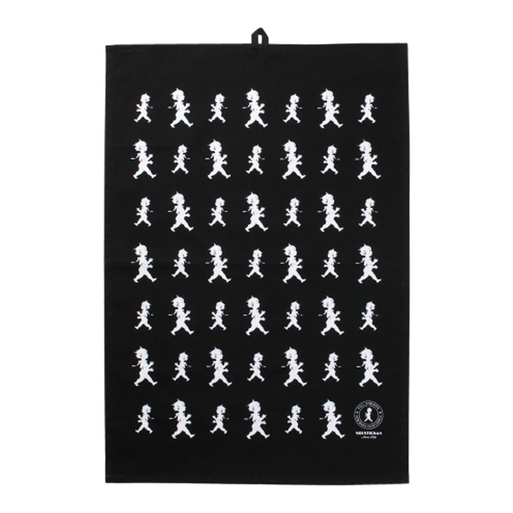 Handduk Halvlinne 50x70 cm Svart/Vit