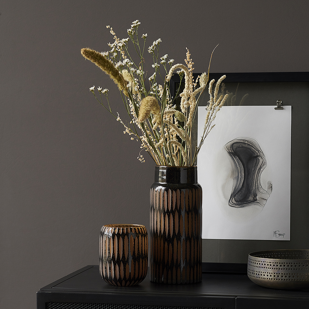 Pimpri Vas Glas 12 cm Svart/Brun