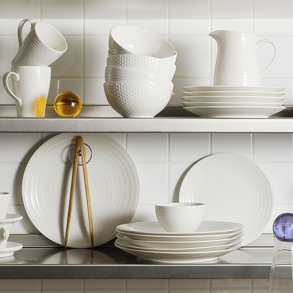 Blond Tallrik flat 22 cm stripe Vit