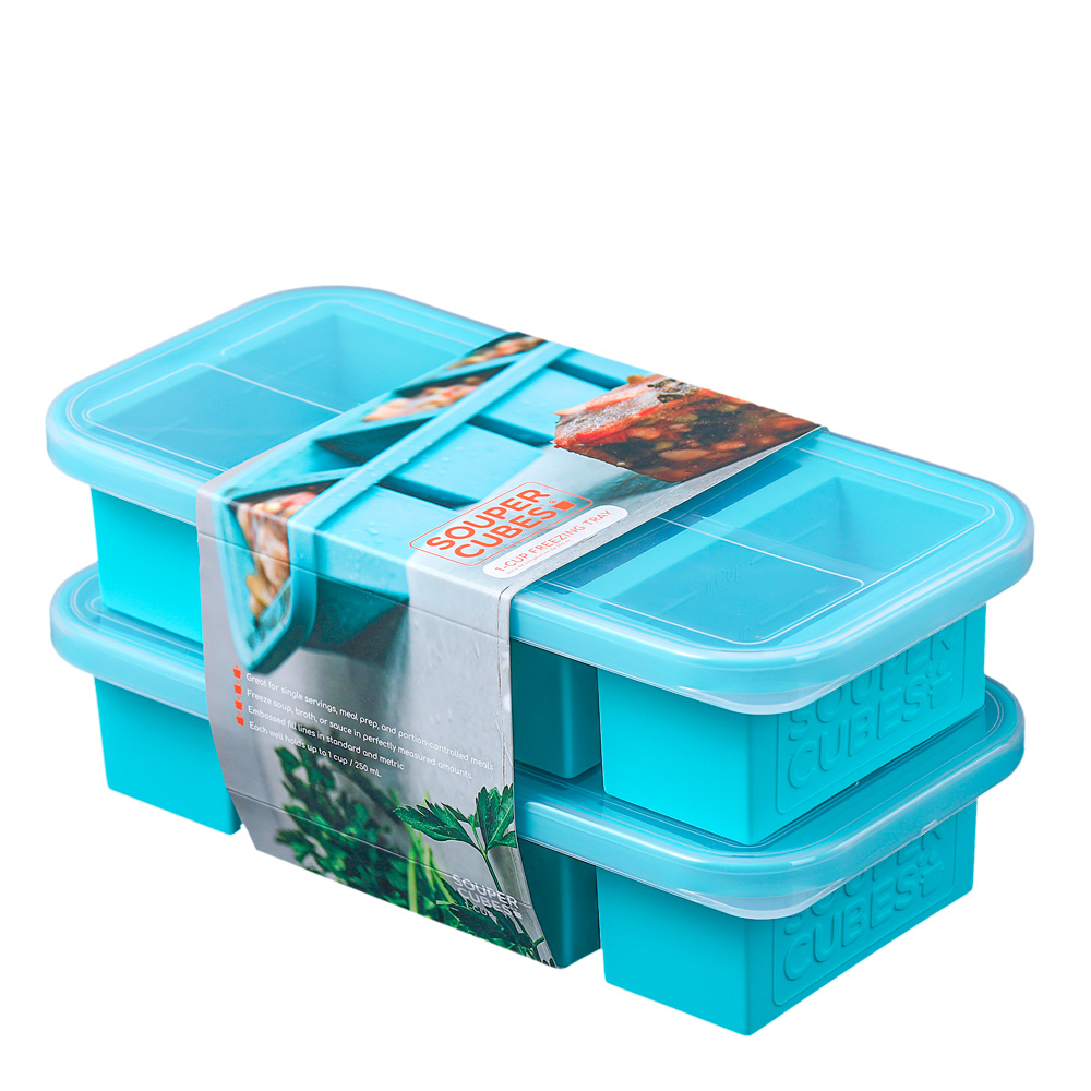 Matförvaring och Lock Silikon 1-cup 4x250ml 2-pack Blå