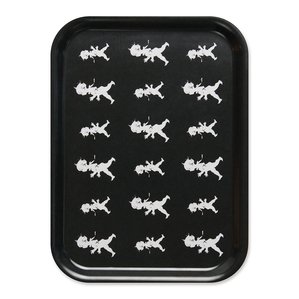 Bricka 27x20 cm Svart repeterande