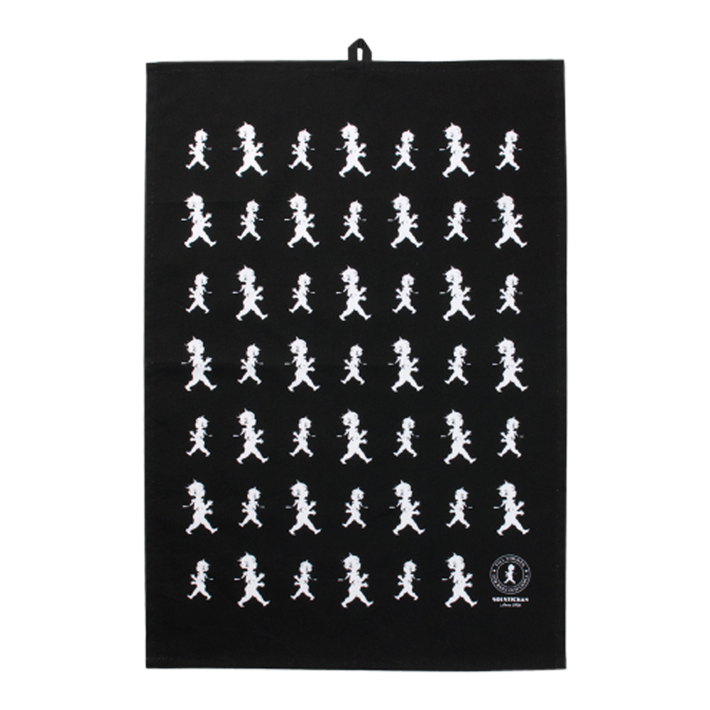 Handduk Halvlinne 50x70 cm Svart/Vit