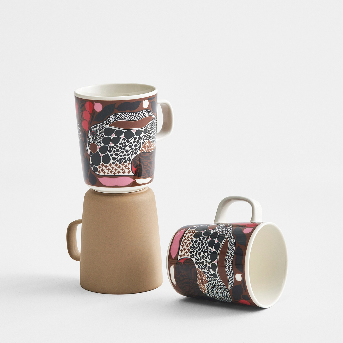 Rusakko Mugg 25 cl Vit/Brun/Röd