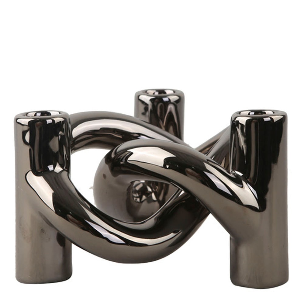 Lykke 3 Ljushållare 10 x 17 x 15 cm Mörk silver