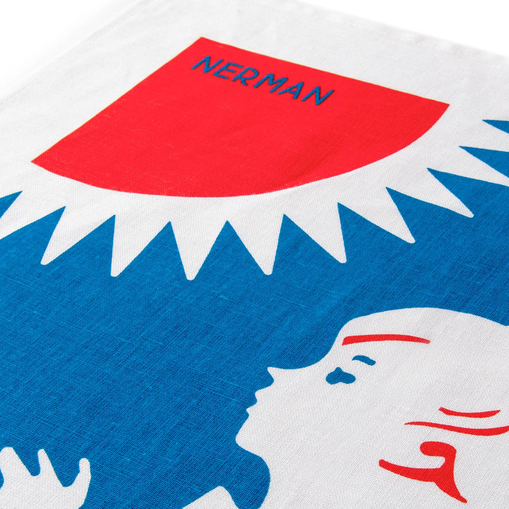 Handduk Halvlinne 50x70 cm Röd/Blå