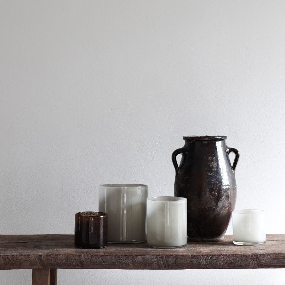 Lyric Ljuslykta Glas 10x10 cm Varm Grå