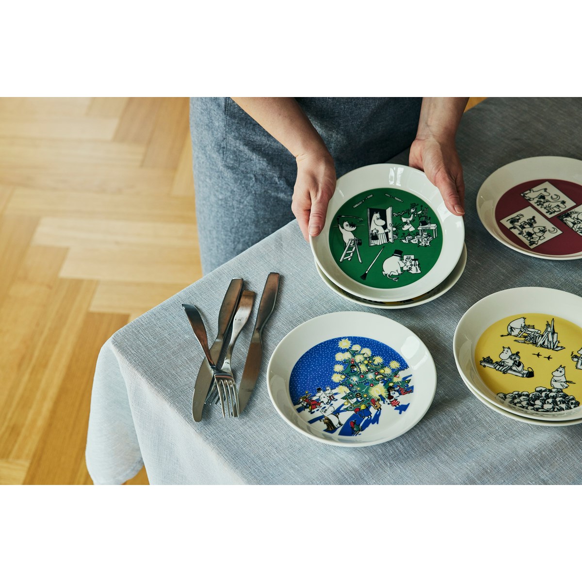 Mumin Tallrikset Teckning & Jul