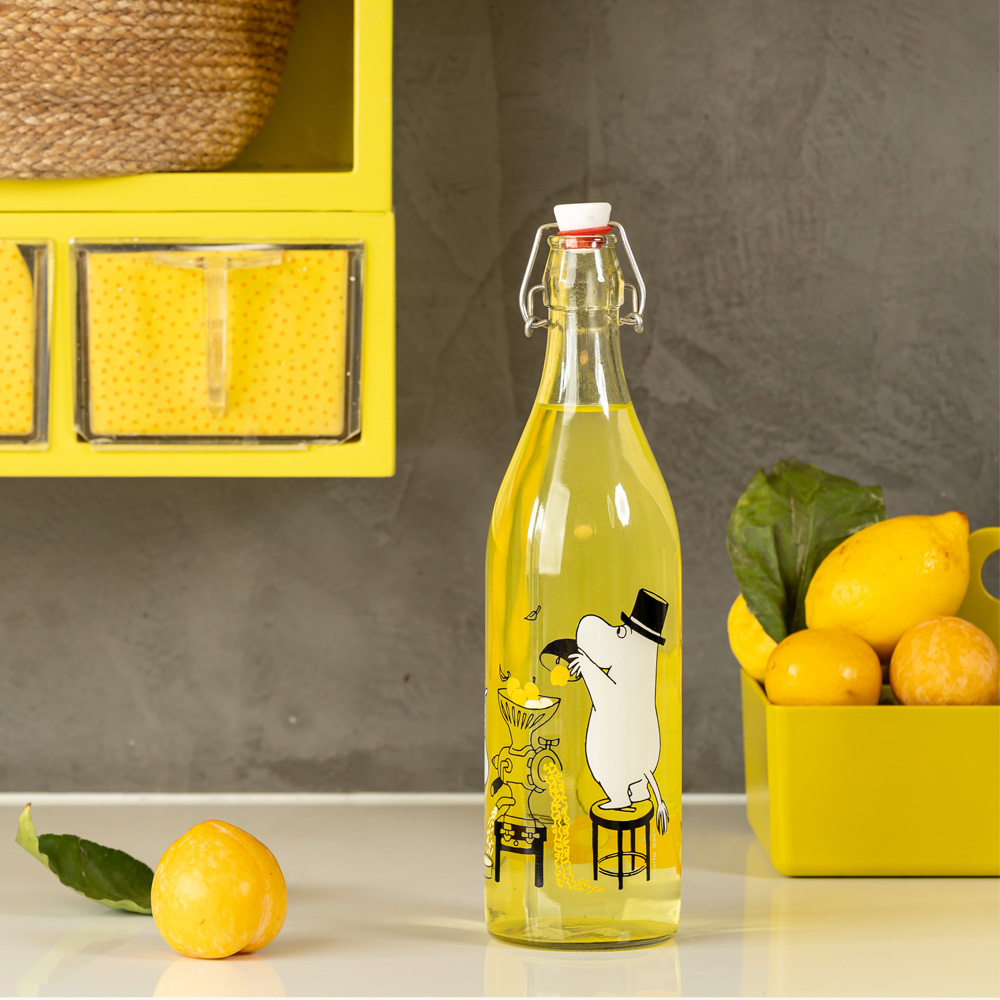 Mumin Glasflaska Fruits 1 L Klar/Gul