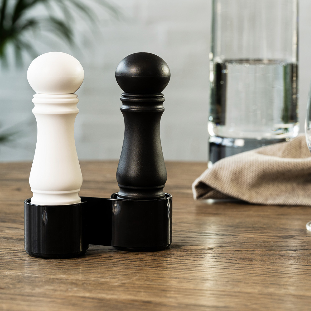 Mini Kvarnset med Hållare 12 cm 2-pack Svart/Vit