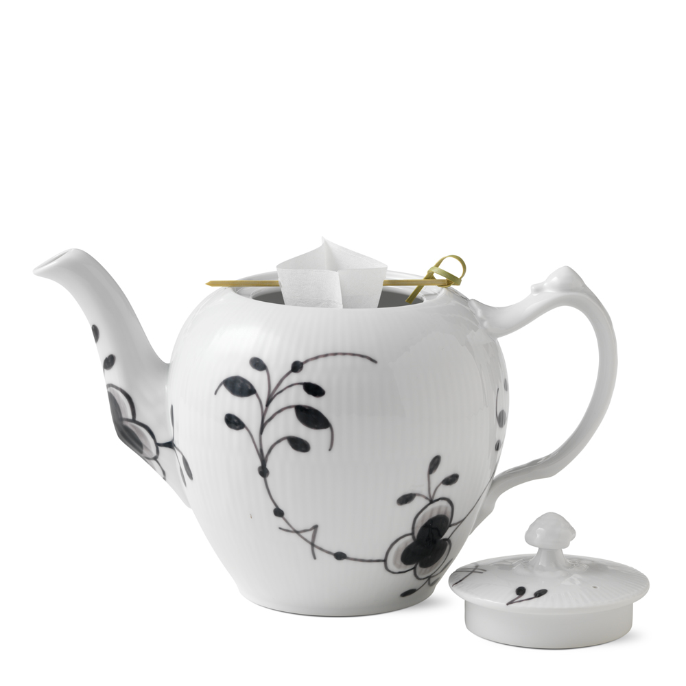 Black Fluted Mega Tekanna 1 L Vit/Svart