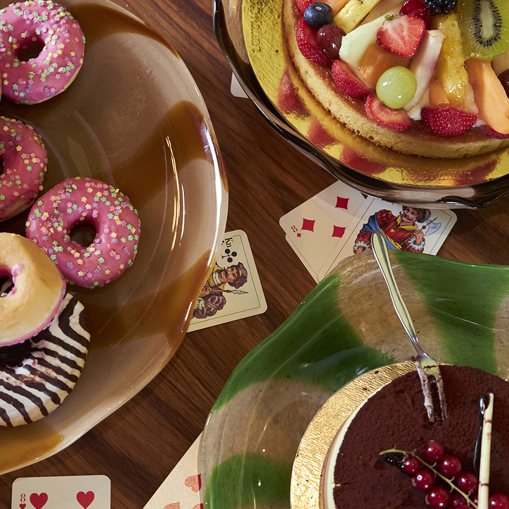 Curve Fat 29x28 cm Grön/Beige Randig