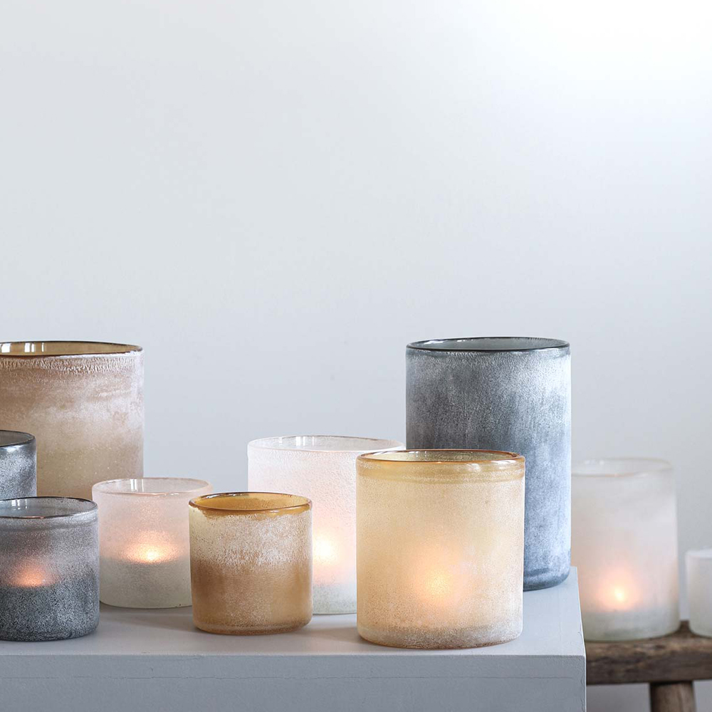 Frost Ljuslykta 9x9 cm Amber