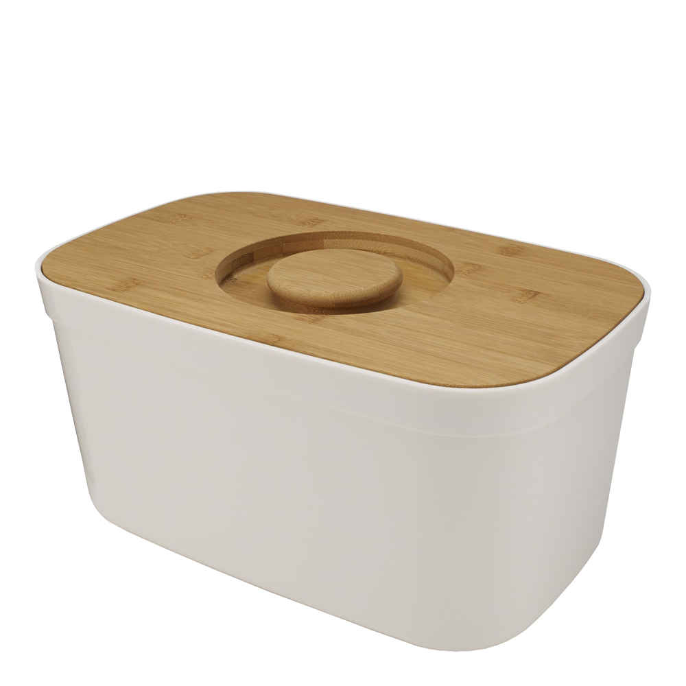 Brödskrin med skärbräda Vit