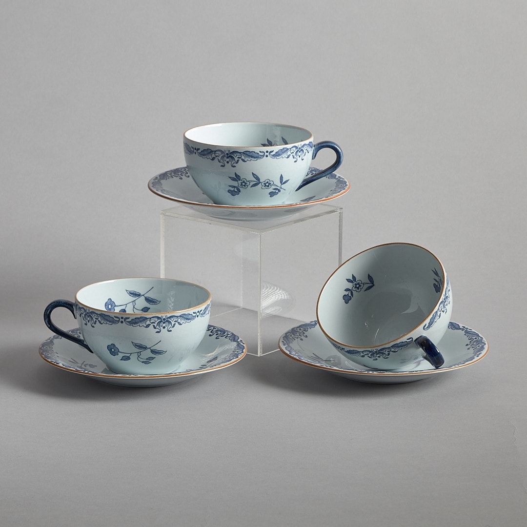 "Ostindia" 3 tekoppar med fat