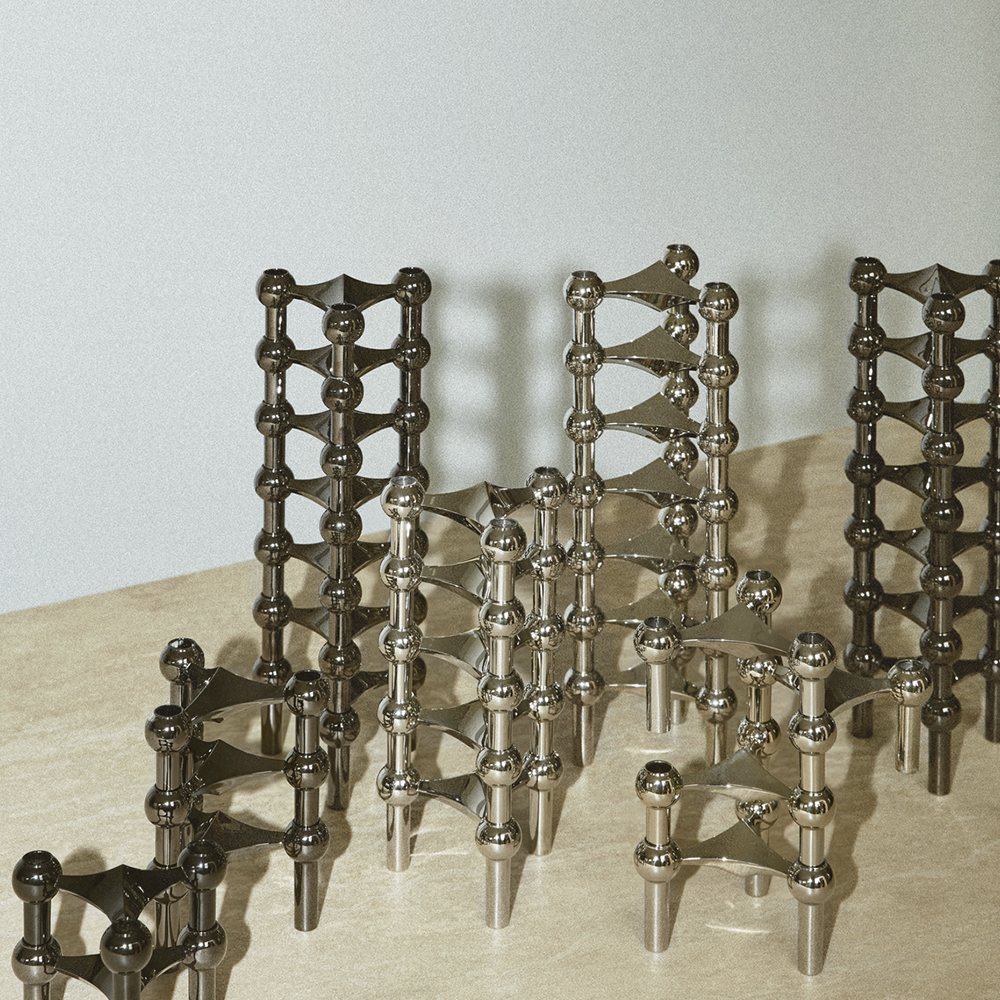 Stoff Nagel Ljusstake 3-pack Svart Krom