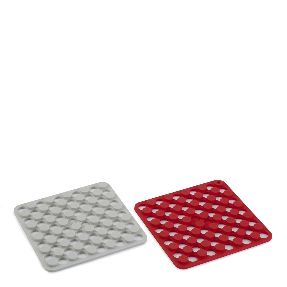 Duo Grytunderlägg 14x14 cm Grå/Röd