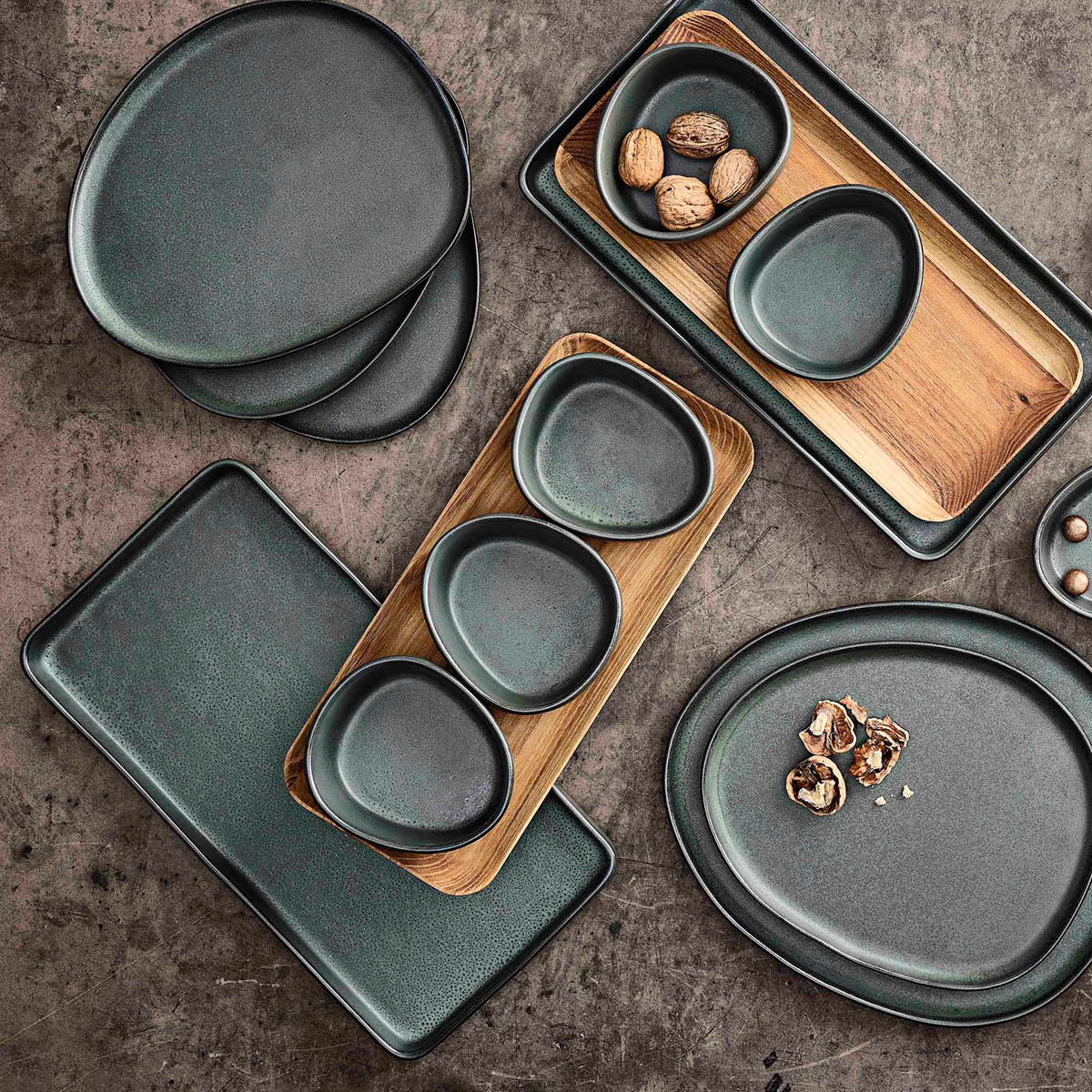 Raw Tallrik rektangulär 34x18 cm 2-pack Northern Green