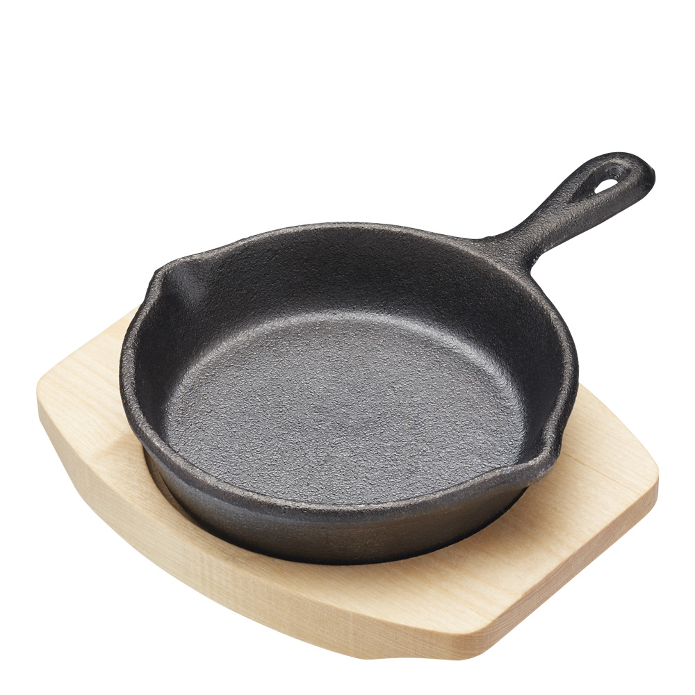 Gjutjärnspanna mini 11 cm med bräda