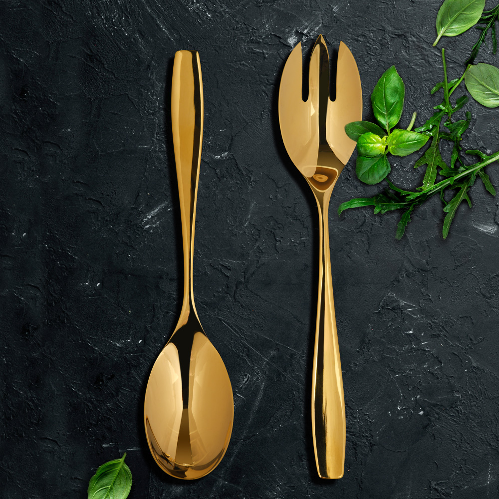 Golden Rose Salladsbestick 2 delar Guld