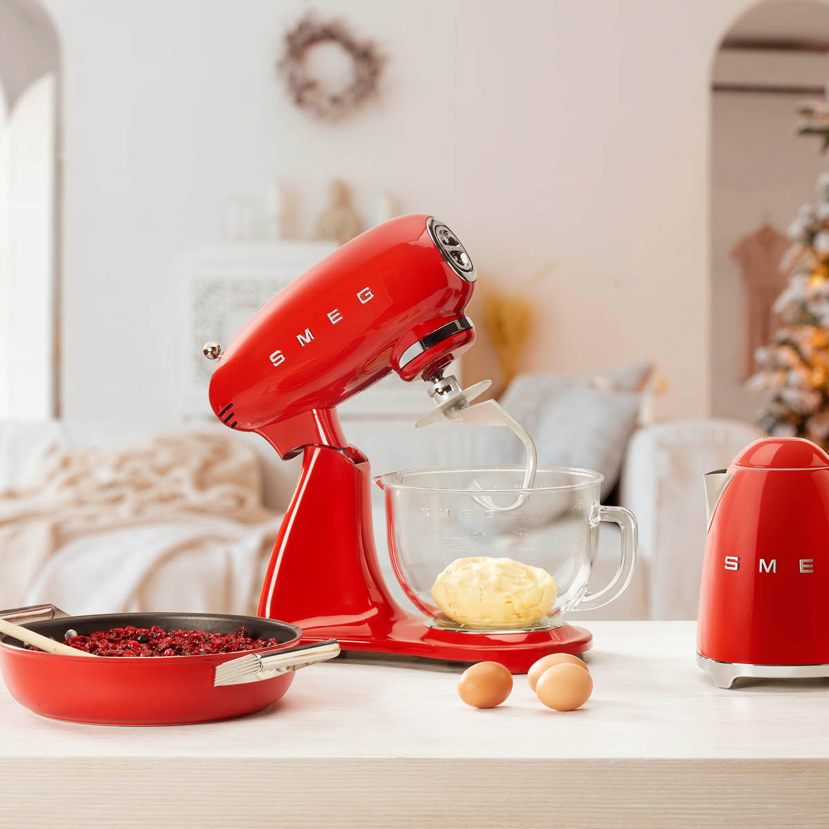 Smeg 50's Style Traktörpanna Glaslock 28 cm Röd