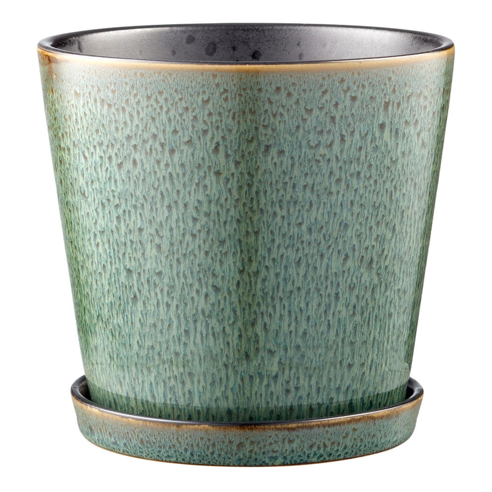 Skjuler Kruka med fat 12,5 cm Grön/Svart