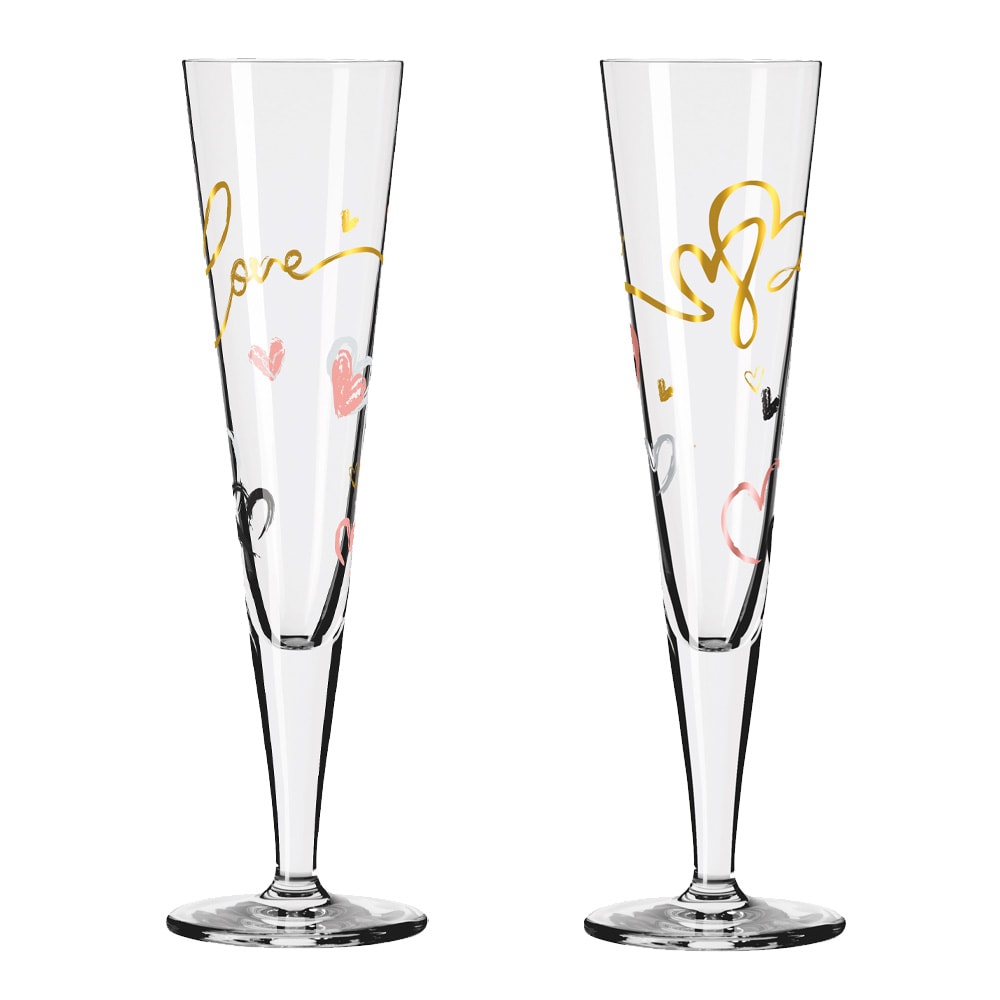 Goldnacht Champagneglas Hearts 2-pack Guld