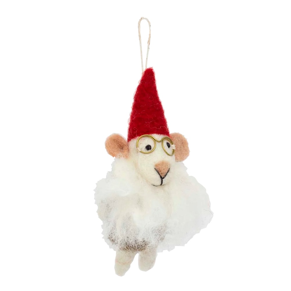 Julhänge Mus Jultomte 15 cm Vit