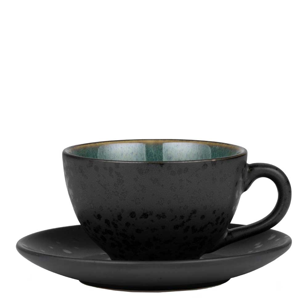 Kopp med Fat 24 cl Svart/Grön