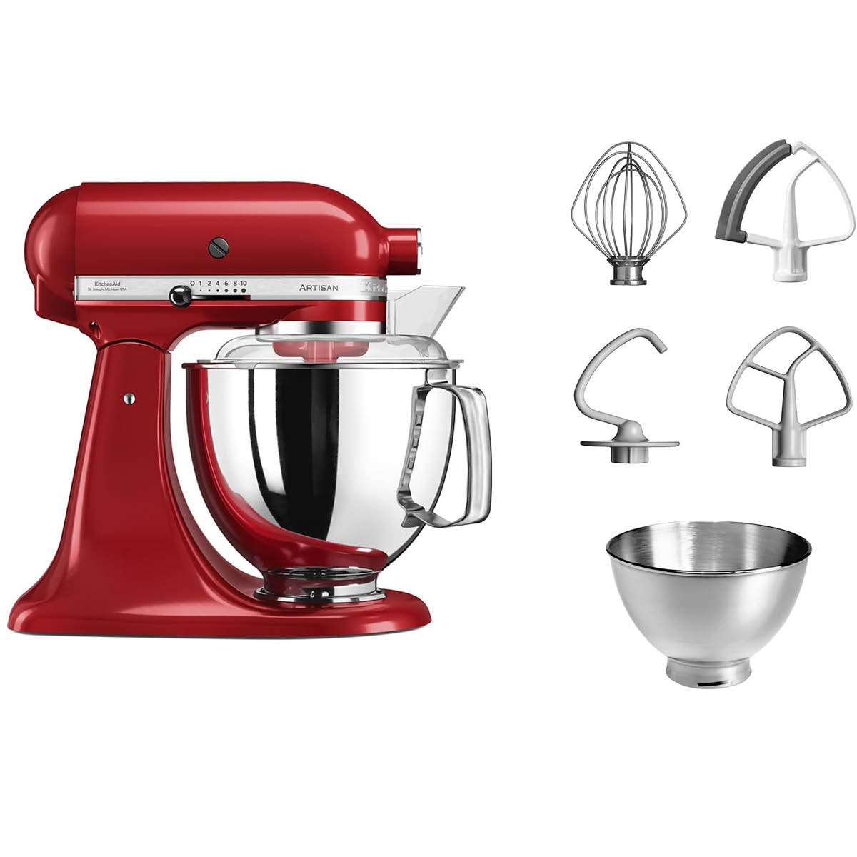 KitchenAid Artisan K&ouml;ksmaskin 4,8 + 3 L R&ouml;d