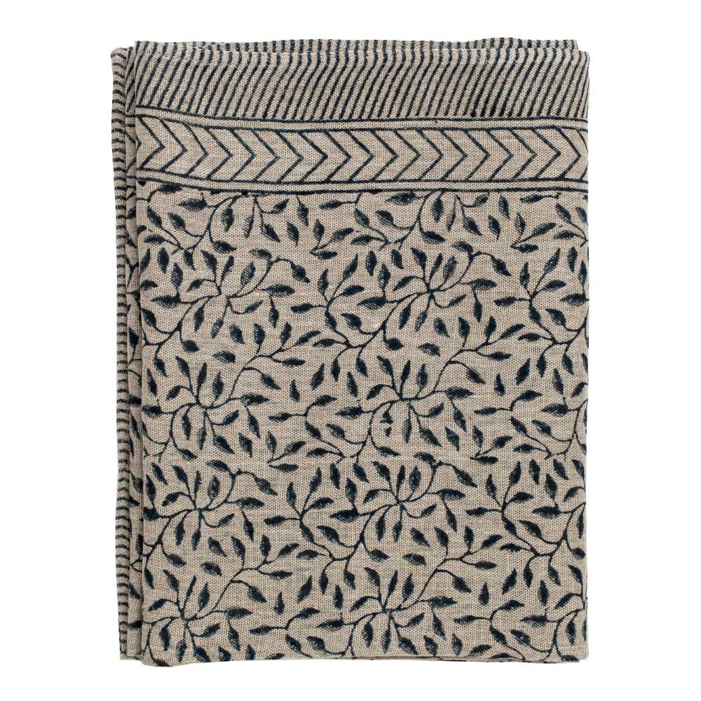 Leaf Bordsduk Lin 170x270 cm Bl&aring;/Natur