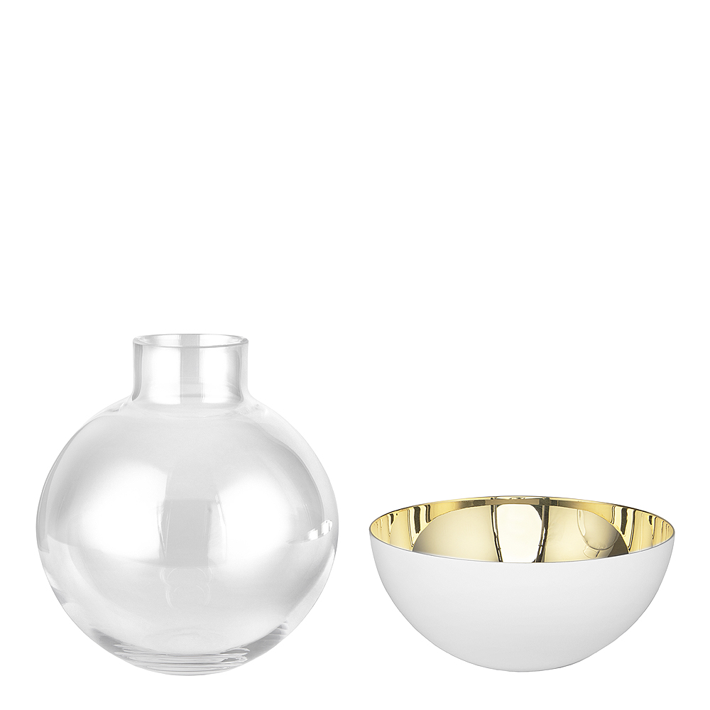 Pomme Vas/Lykta 9,5 cm Vit/Mässing