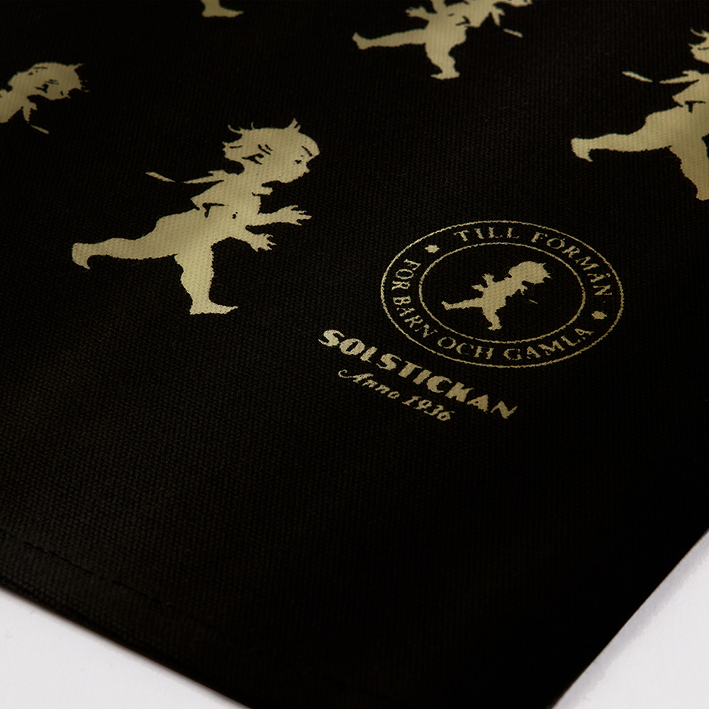 Handduk Halvlinne 50x70 cm Svart/Guld