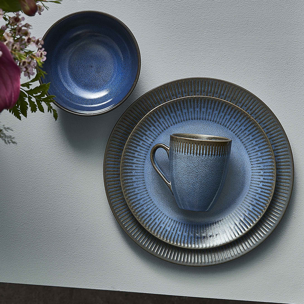 Relief Stoneware Tallrik 22 cm Blå