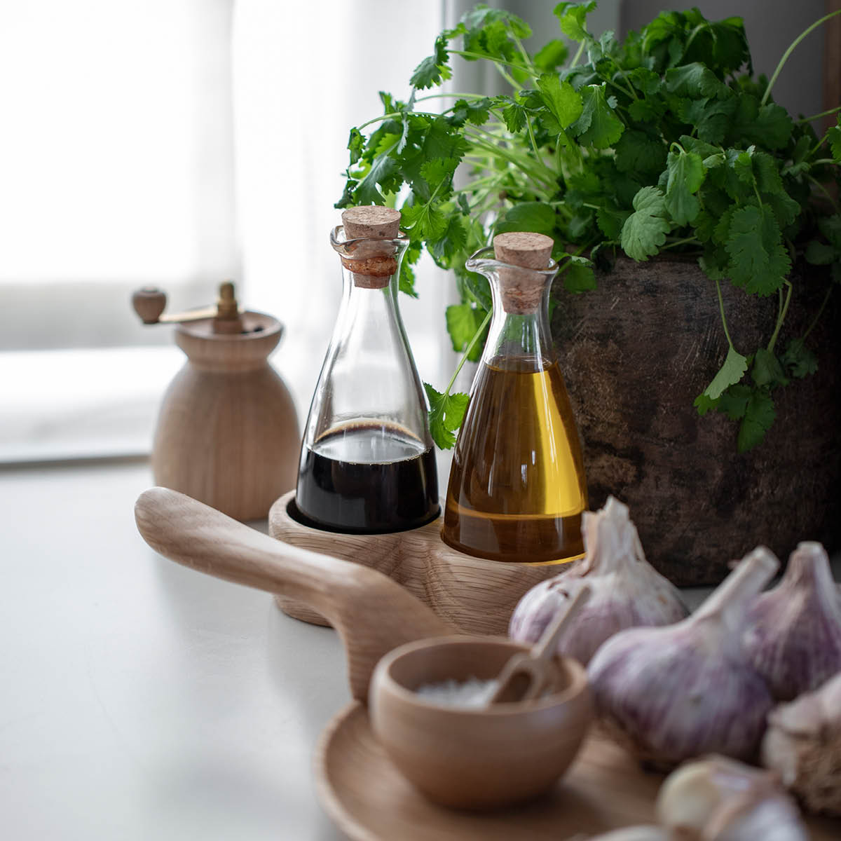 Menageri Olje- Och Vinägerflaska 15 cm Ek