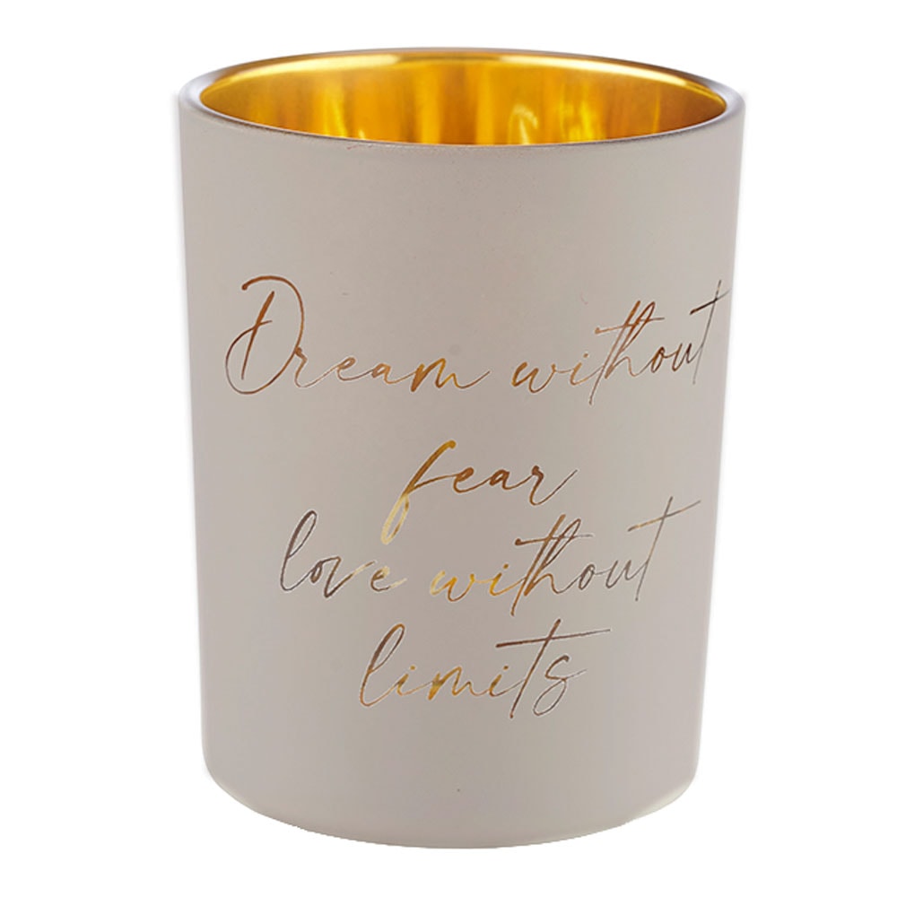 Ljushållare Med Citat Signatur 10x12,5 cm Kräm