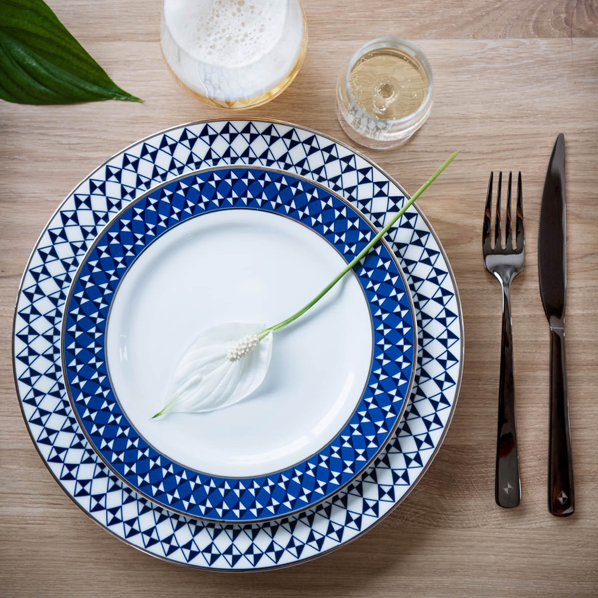 Tokyo Origami Assiett 21,5 cm Vit/Bl&aring;