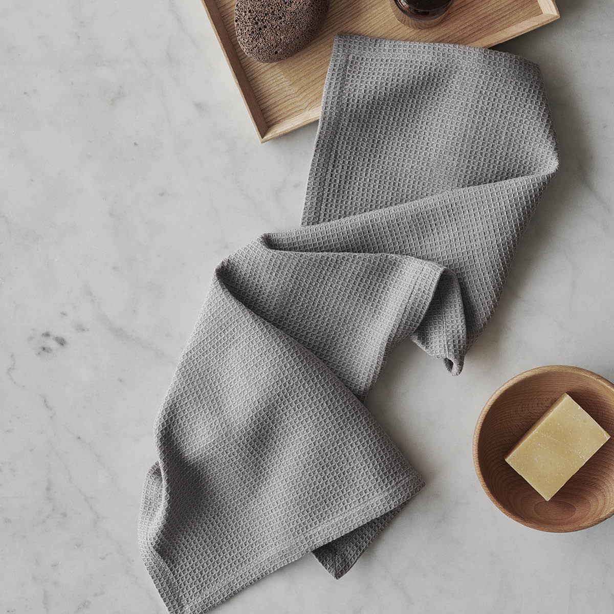 Handduk 100x150 cm Grey Waffle