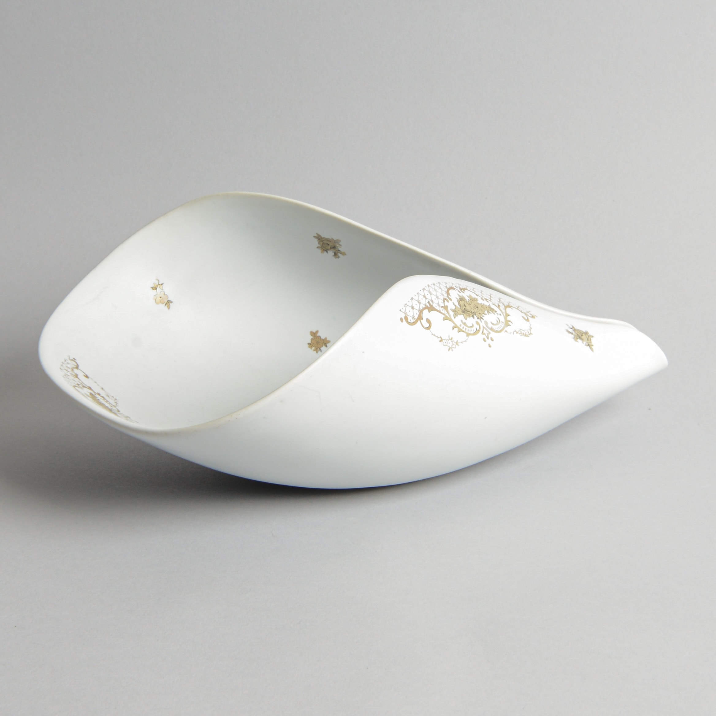 "Veckla" Stor Skål med blommor Guld/Vit