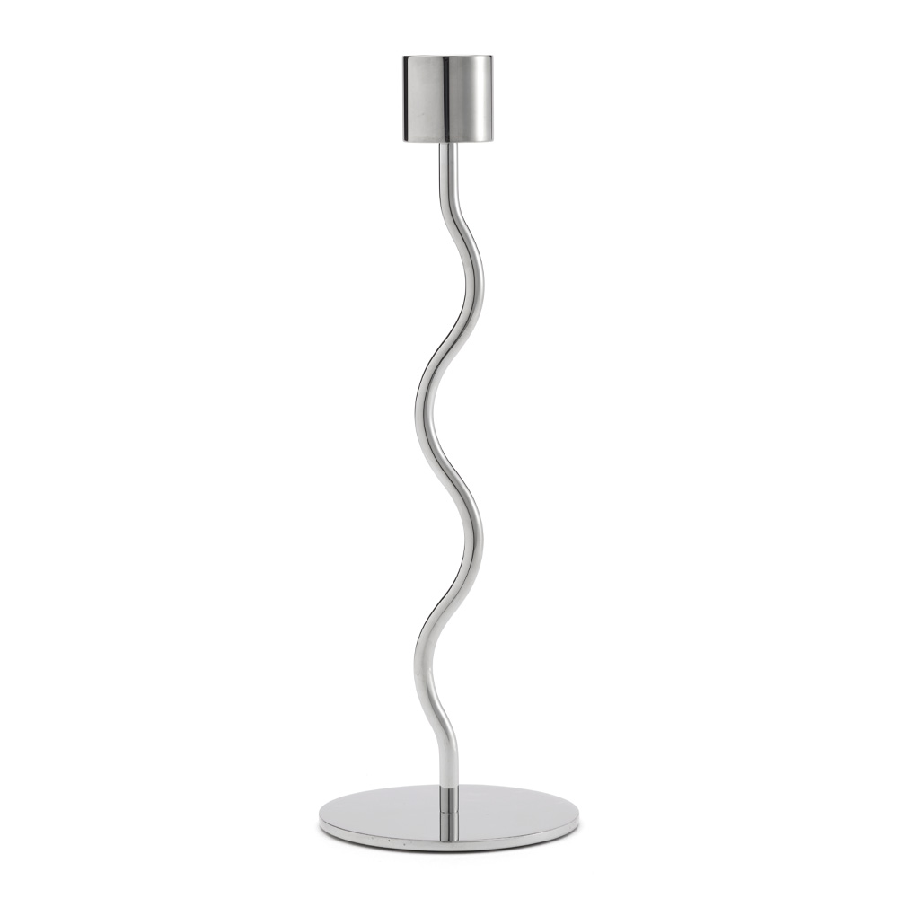 Curved Ljusstake 23 cm Silver