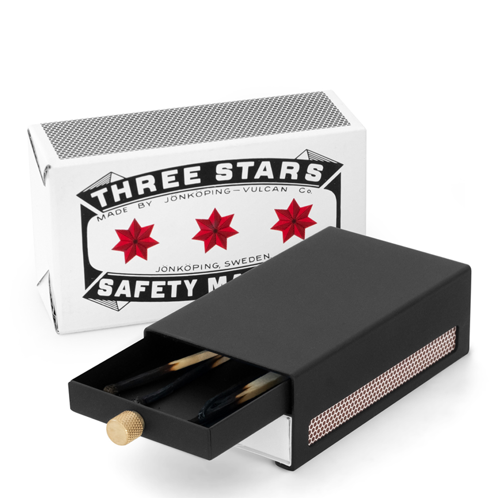 Three Stars Tändsticksfodral Stor Svart