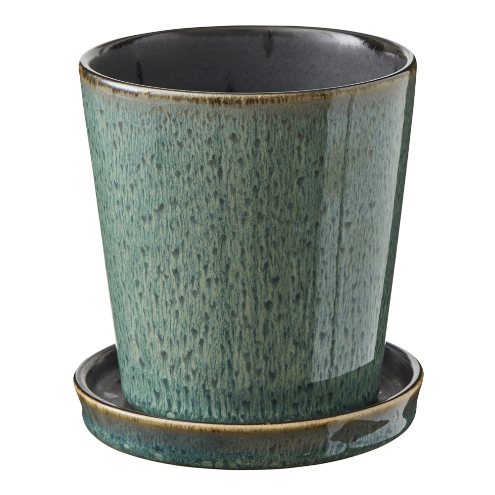 Skjuler Kruka med fat 10 cm Grön/Svart