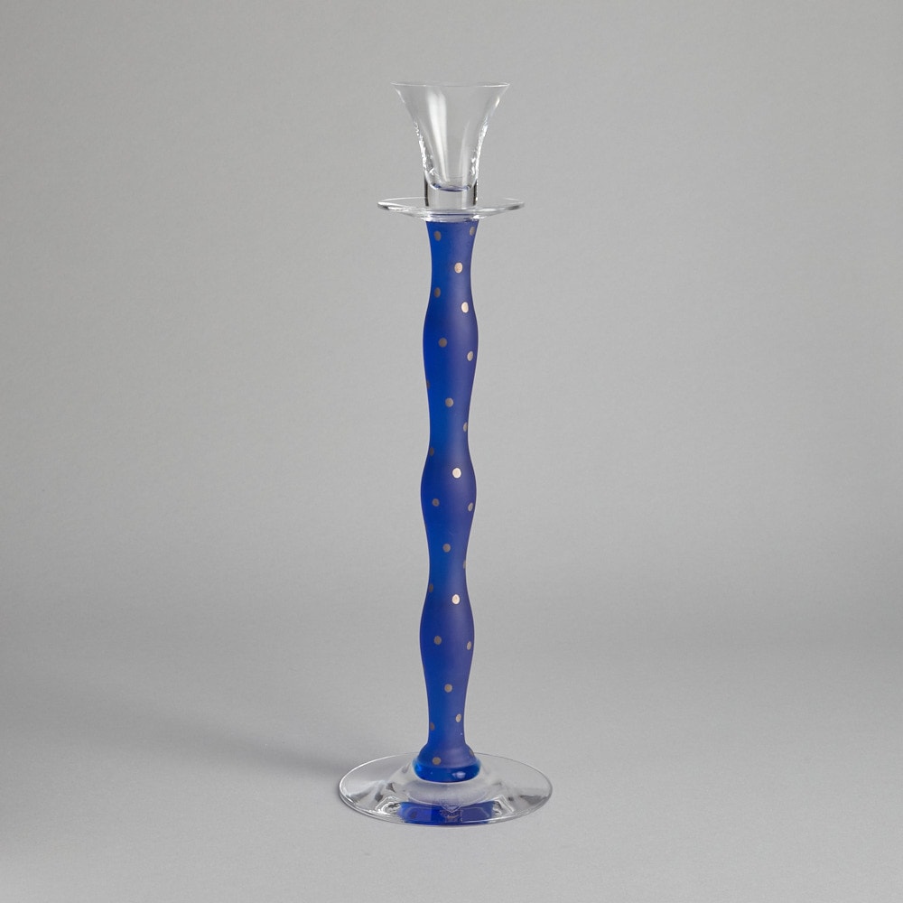 SÅLD "Celeste" Ljusstake Blå med prickar