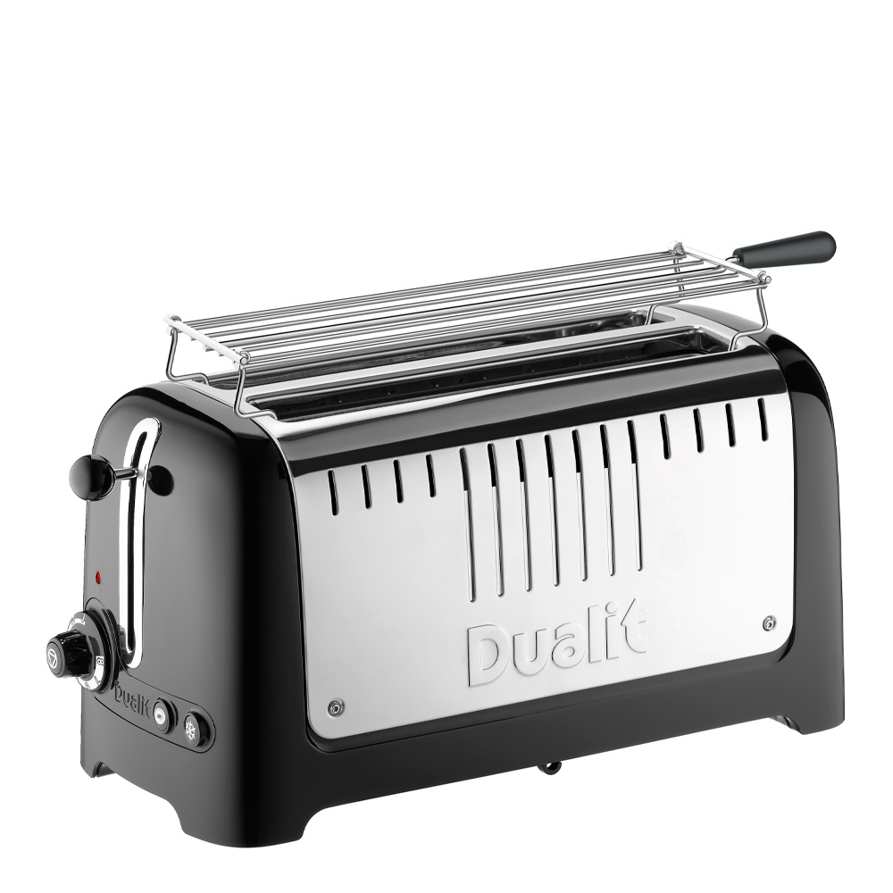 Lite Brödrost Lång 4 Skivor Blank Svart