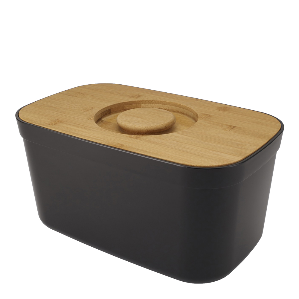 Brödskrin med skärbräda Svart