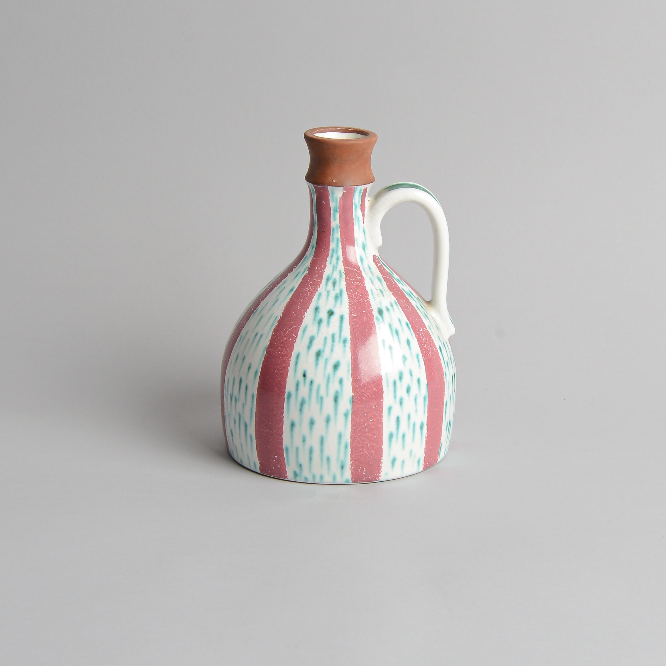 SÅLD Randig Fajansljusstake